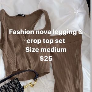 Fashion nova legging and crop top set